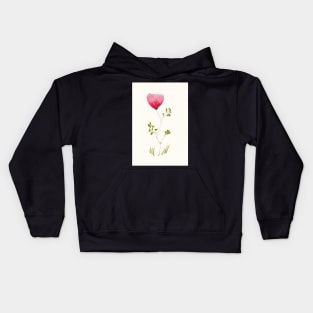 One Pink Flower in Pen Ink and Watercolor Kids Hoodie